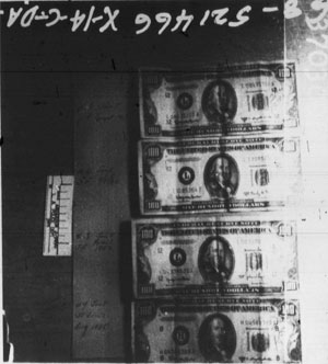 Four $100 bills found on Sirhan at the time of his arrest