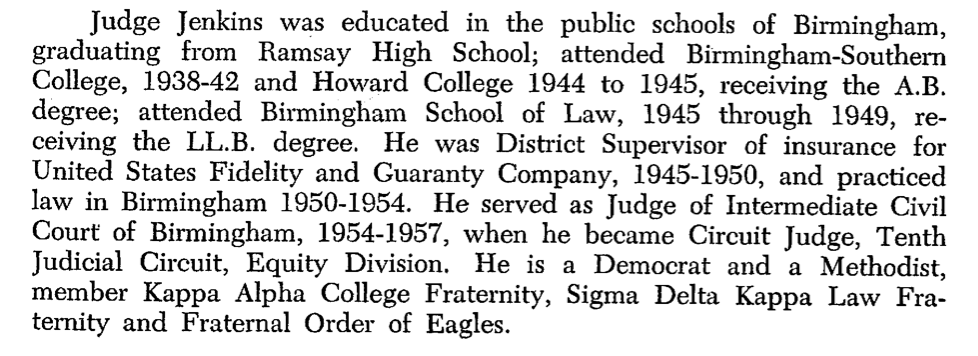 Excerpt from Jenkins entry in 1959 Alabama Official and Statistical Register