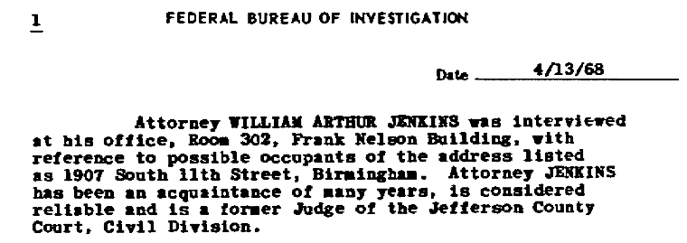 Excerpt from Snow's report regarding Judge Jenkin