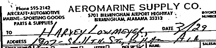 Closeup of address on rifle receipt