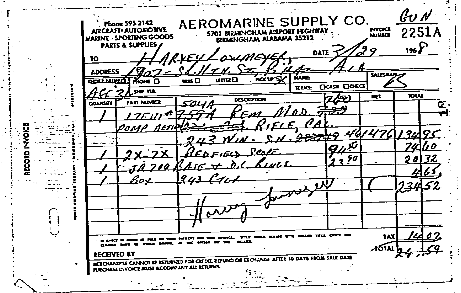 Receipt for rifle sale by Aeromarine Co.