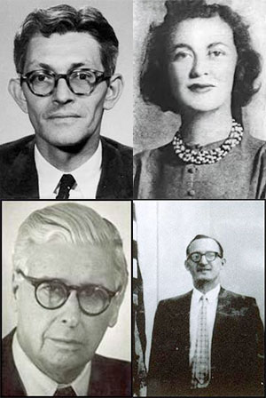 Clockwise from top-left: James Angleton, Ann Egerter, Cord Meyer, Richard Snyder