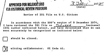 1975 CIA record identifying Priscilla Johnson as a 