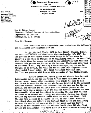 Sep. 1964 letter from WC Chief Counsel Rankin to FBI Director Hoover