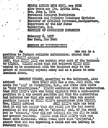FBI report of informant regarding Sylvia Hoke and Naval Intelligence