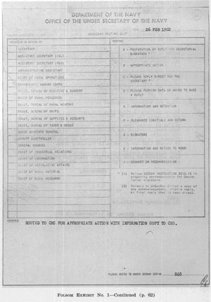 This routing slip supports the story about how Connally deep-sixed Oswald's attempt to obtain an upgraded discharge by directing 