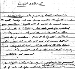 William Harvey's memo on project ZR-RIFLE