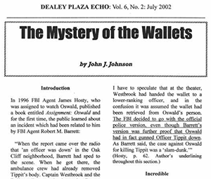 An unknown man provided Oswald's wallet to Officer Kenneth Croy