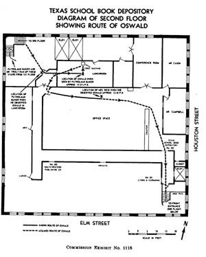 Warren Commission's plat of Oswald's known route