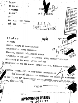 CIA Memorandum to FBI, Subject: Alpha 66
