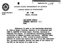 Federal Bureau of Investigation, Miami Florida, June 1, 1964