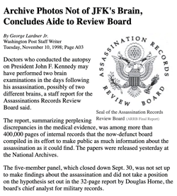 Washington Post 1998 article: Archive Photos Not of JFK's Brain, Concludes Aide to Review Board