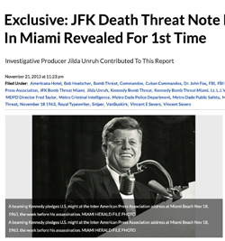 Exclusive: JFK Death Threat Note from Nov. 1963 in Miami Revealed For 1st Time