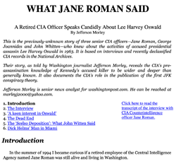 Jefferson Morley, What Jane Roman Said