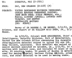 Sep. 1963 FBI airtel from New Orleans regarding seizure of explosives