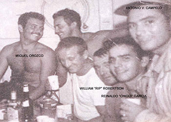 William 'Rip' Robertson (3rd from right) with Cuban maritime mission team in 1962