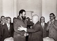 Cuban Premier Fidel Castro with Soviet leader Nikita Khrushchev