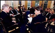 President Clinton meeting with members of the Assassination Records Review Board.