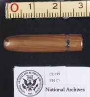 Warren Commission Exhibit 399, the 'magic bullet' said to have caused 7 wounds in two men. It was found on a stretcher in Parkland Hospital.