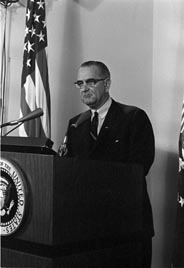 President Lyndon Johnson delivers 'Midnight Address' on 2nd Gulf of Tonkin incident in Vietnam, 4 Aug 1964.