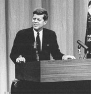 JFK at press conference, 1 Feb 1961.
