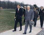President Kennedy and former President Eisenhower a few days after the failed Bay of Pigs invasion of Cuba, 22 Apr 1961.