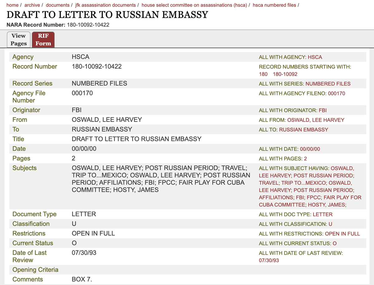 RIF Form tab view