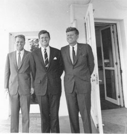 Robert, Edward, and John Kennedy in August 1963